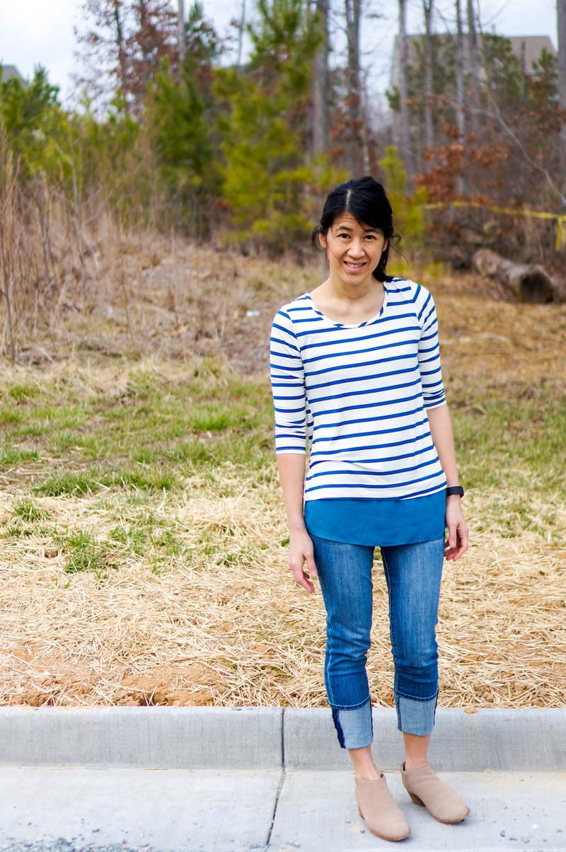 Stitch Fix March 2016 Review - PAPERMOON Jepson Woven Hem Knit Top