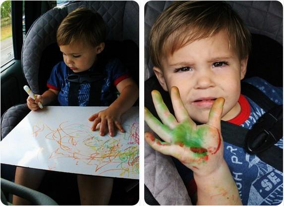 10 Car Activities for Toddlers - Mini White Board via @stitchesandpress