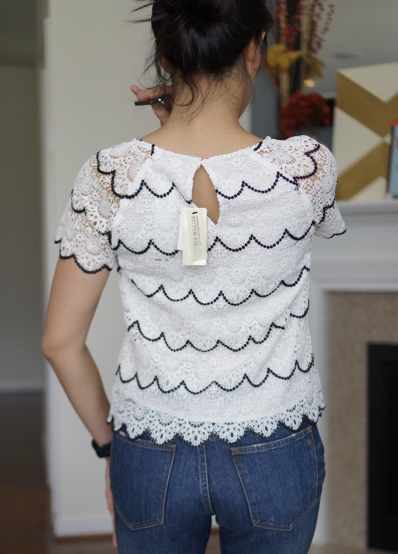 Stitch Fix July 2016 Review - SKIES ARE BLUE Robledo Lace Top via @stitchesandpress