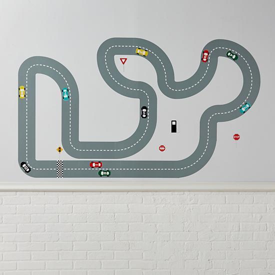 Favorite Kid Themed Wall Decor - Race Track Decals via @stitchesandpress