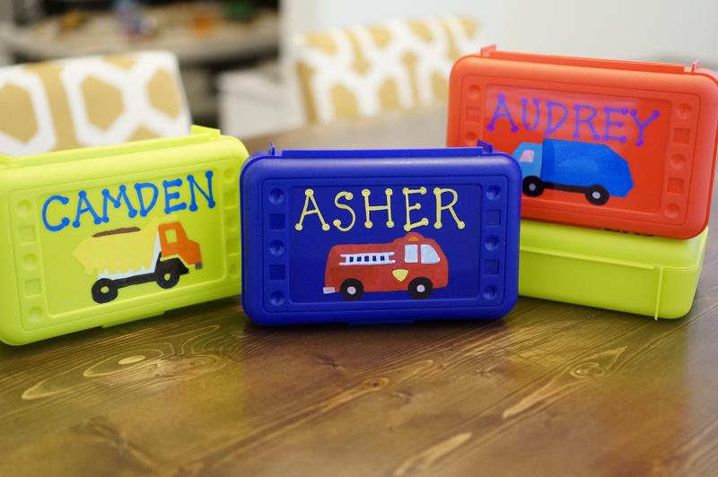 Personalized Pencil Box Birthday Favors.